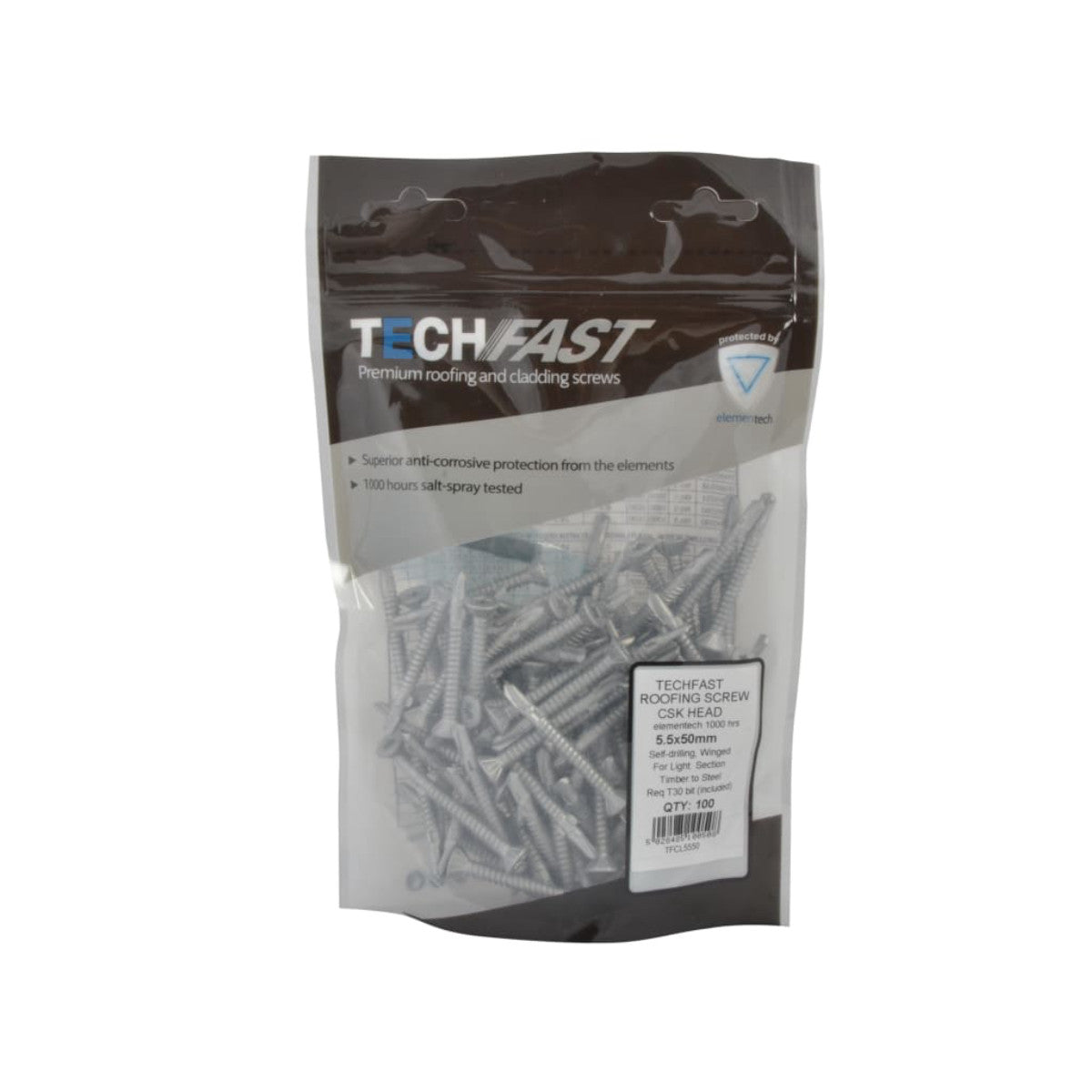 ForgeFix TechFast Roofing Screw Timber - Steel Light Section 5.5 x 50mm Pack 100 FORTFCL5550