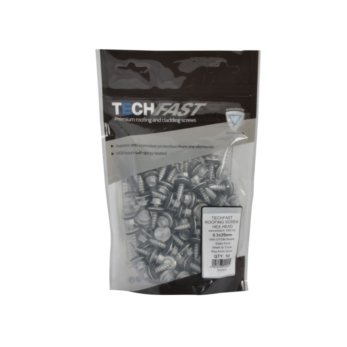 ForgeFix TechFast Hex Head Screw Sheet to Timber 6.3 x 25mm Pack 100 FORTFHT6325