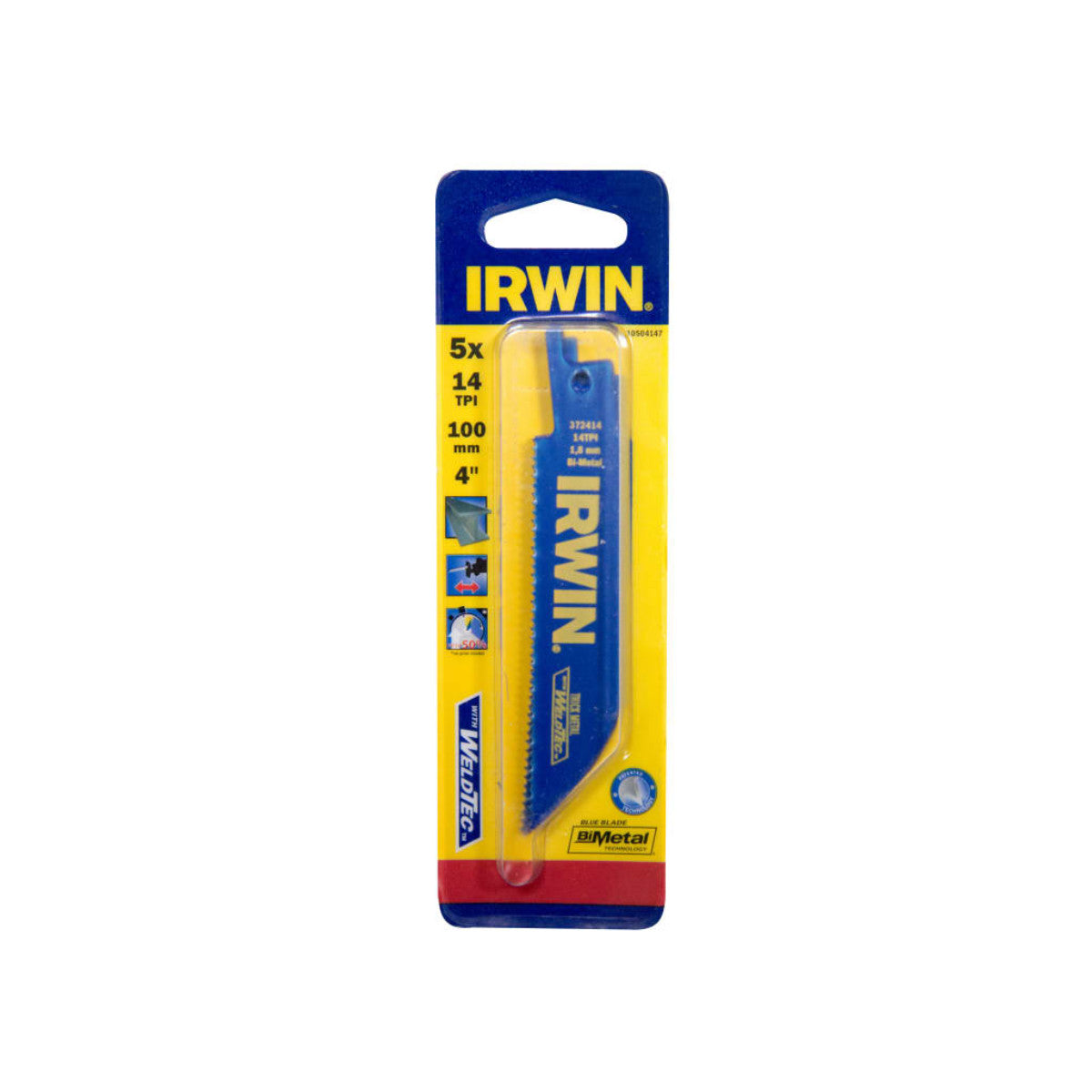 IRWIN 414R Sabre Saw Blade Metal Cutting 100mm 14 TPI (Pack 5) IRW10504147