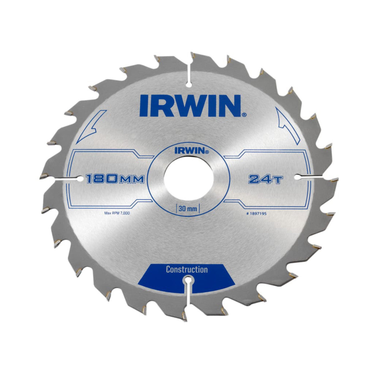 IRWIN Construction Circular Saw Blade 180 x 30mm x 24T ATB IRW1897195