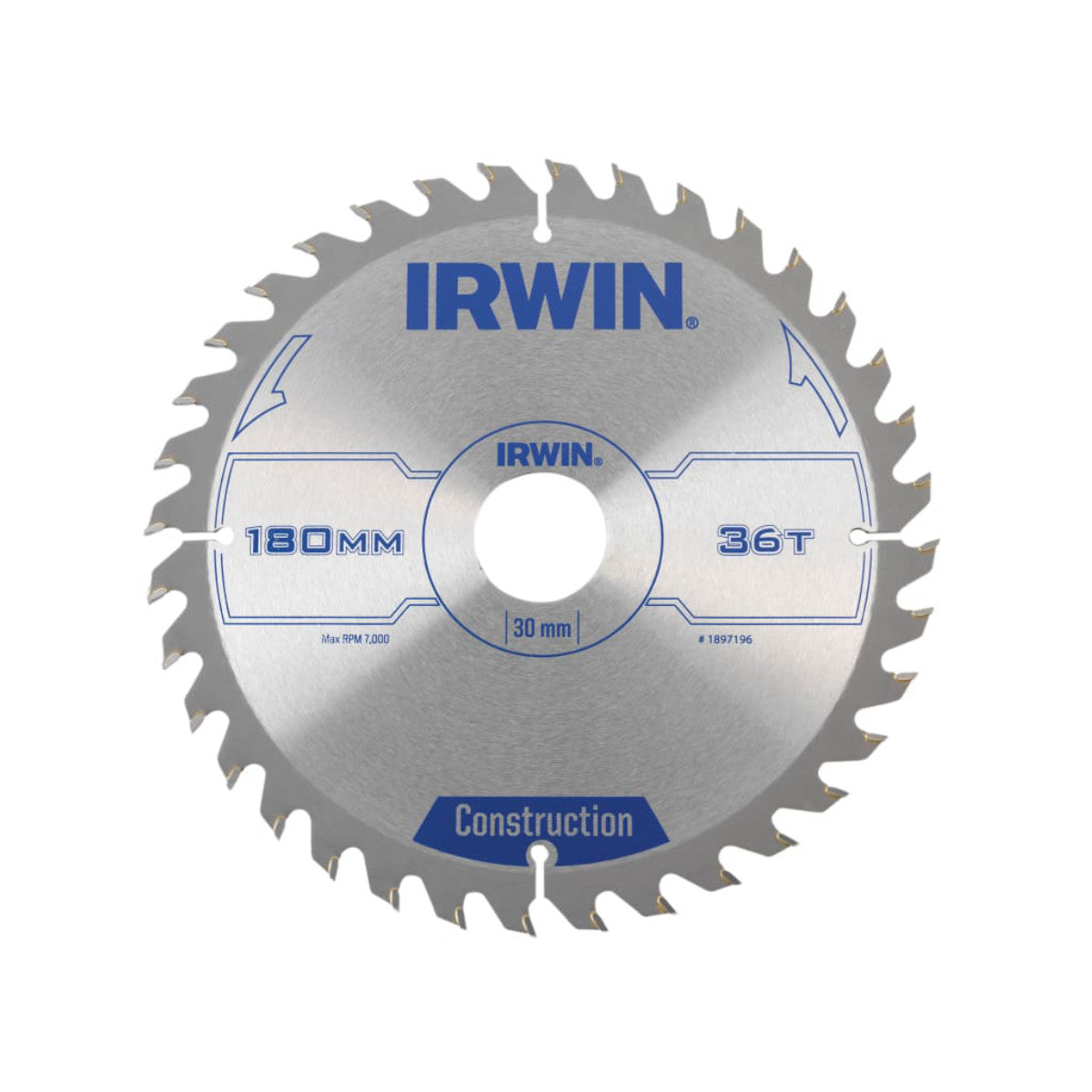 IRWIN Construction Circular Saw Blade 180 x 30mm x 36T ATB IRW1897196