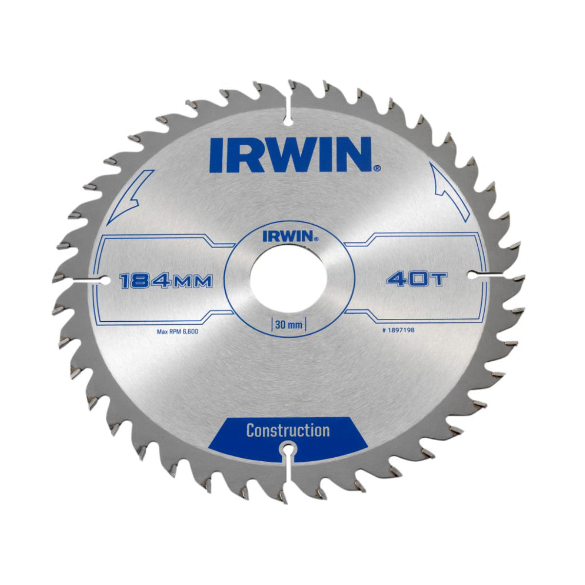 IRWIN Construction Circular Saw Blade 184 x 30mm x 40T ATB IRW1897198