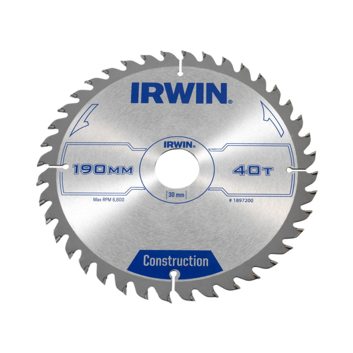 IRWIN Construction Circular Saw Blade 190 x 30mm x 40T ATB IRW1897200