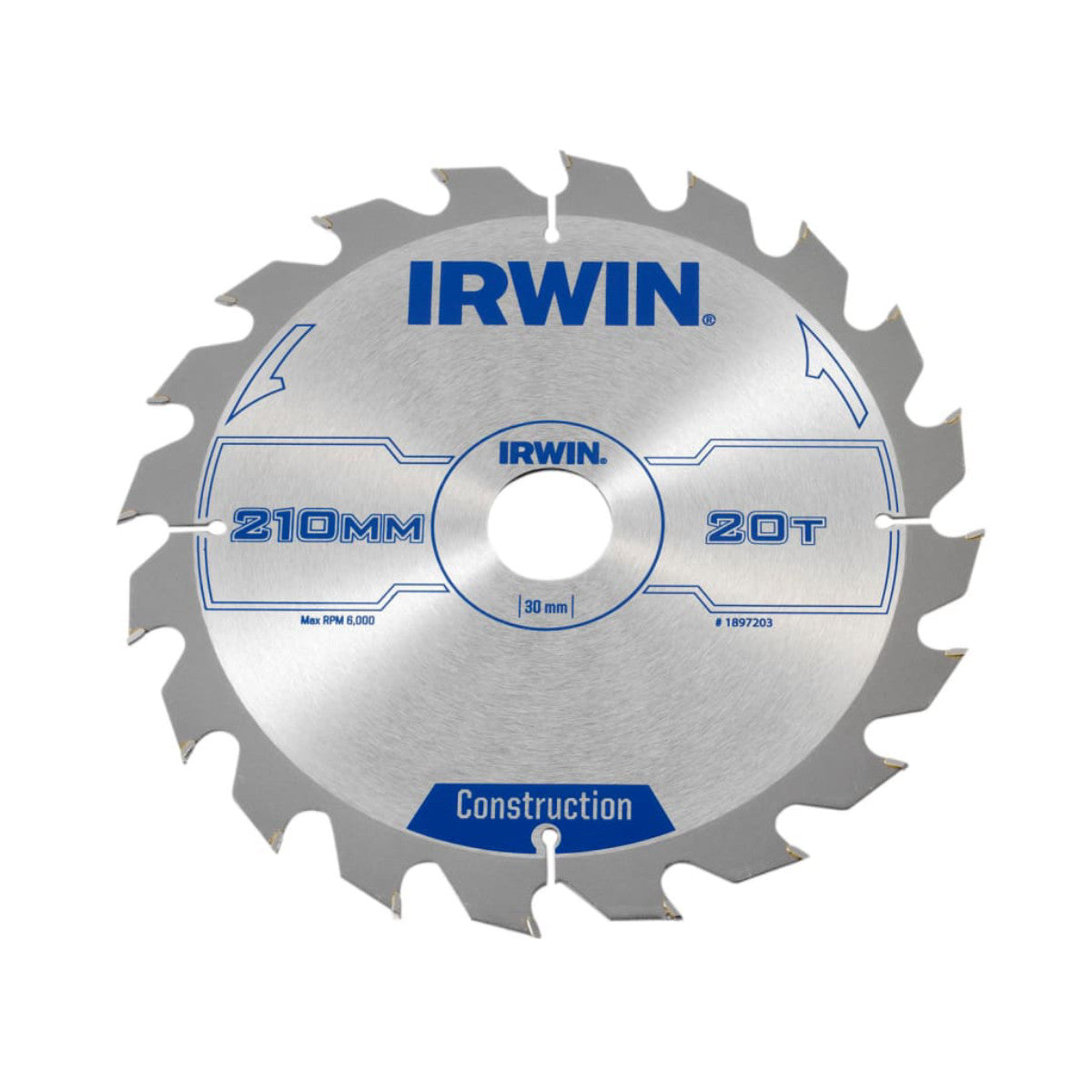 IRWIN Construction Circular Saw Blade 210 x 30mm x 20T ATB IRW1897203