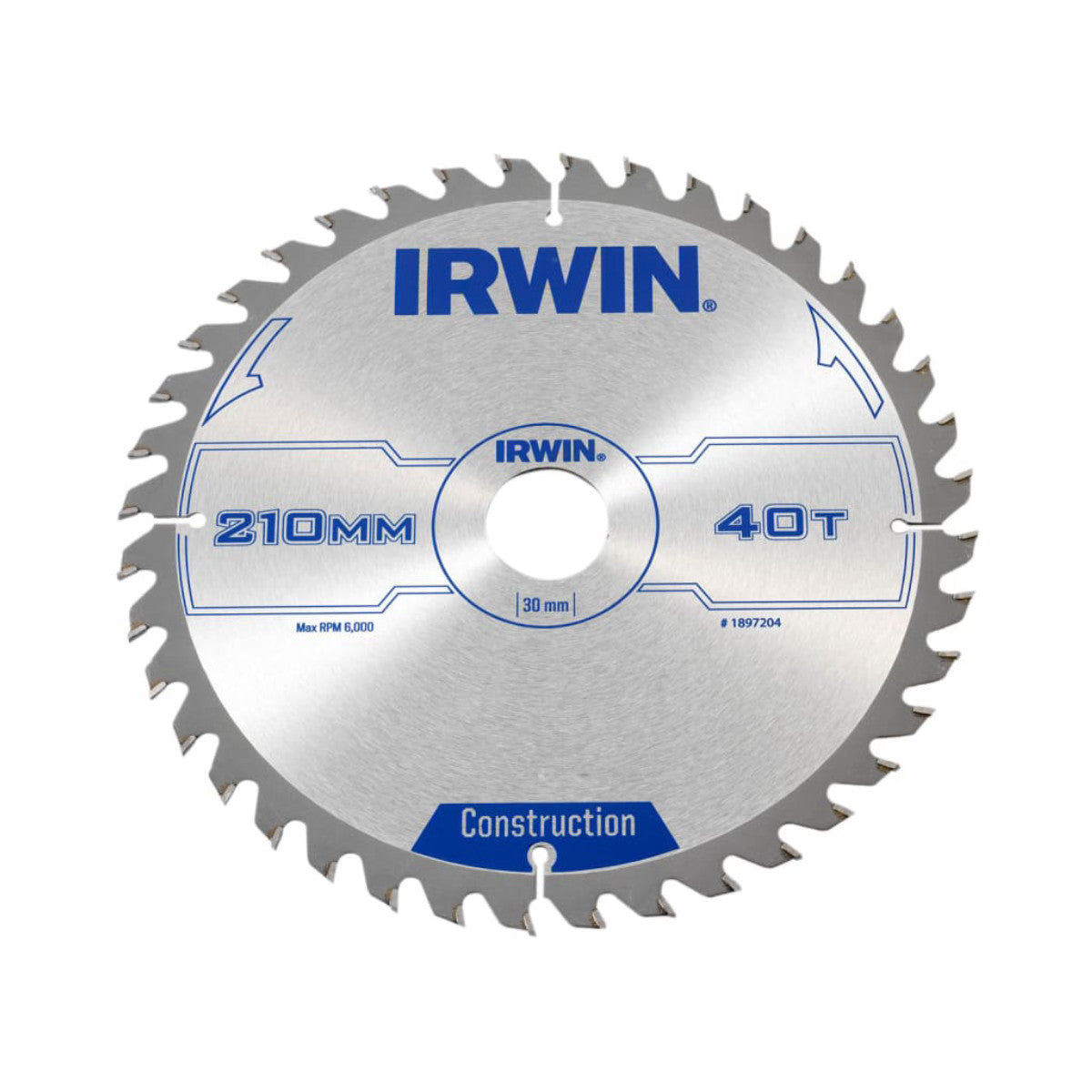 IRWIN Construction Circular Saw Blade 210 x 30mm x 40T ATB IRW1897204