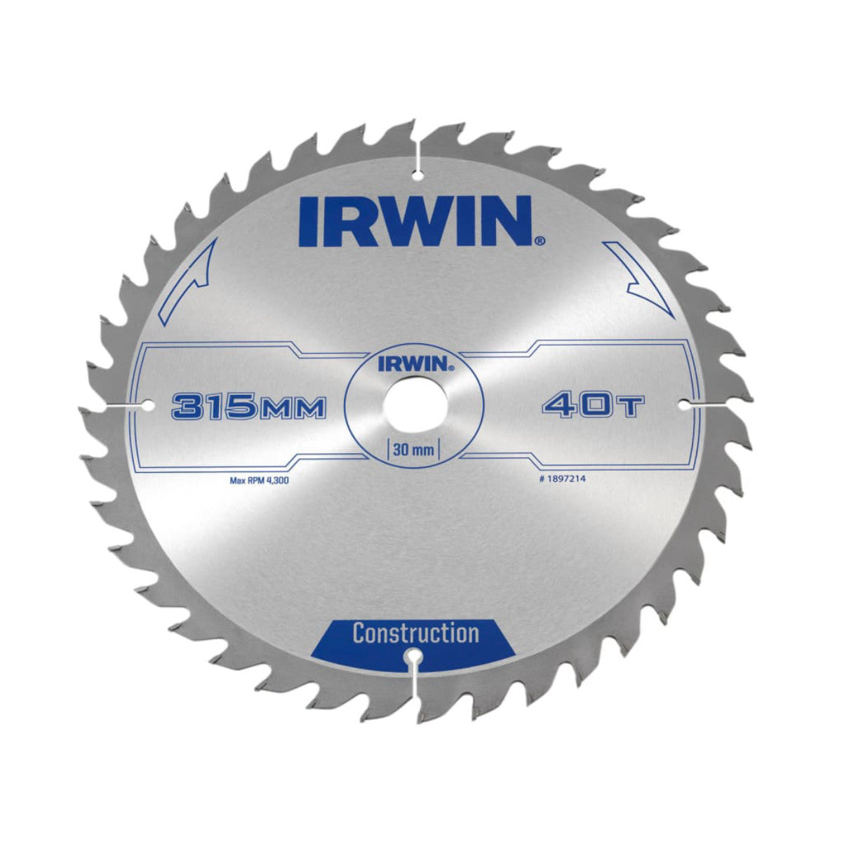IRWIN General Purpose Table & Mitre Saw Blade 315 x 30mm x 40T ATB IRW1897214