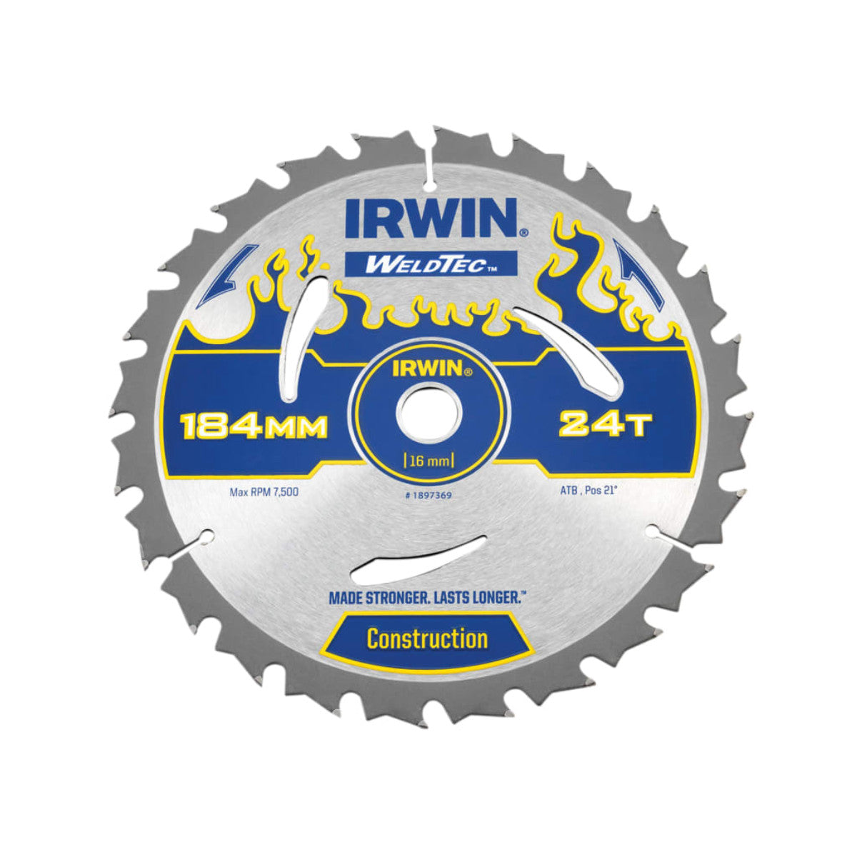 IRWIN Weldtec Circular Saw Blade 184 x 16mm x 24T ATB IRW1897369