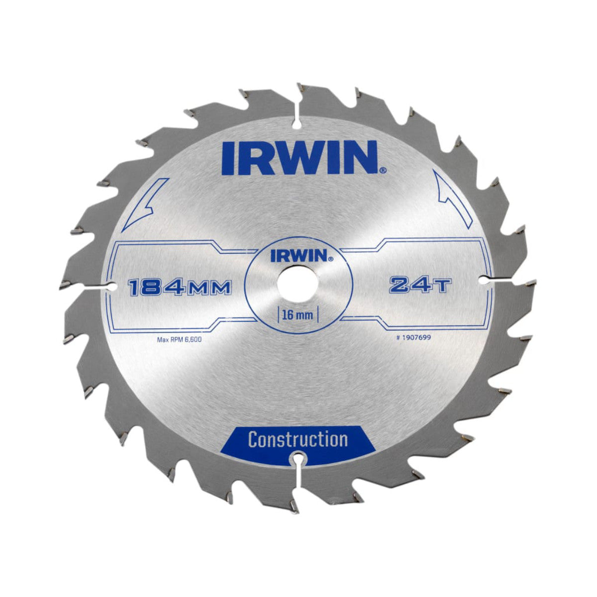 IRWIN Construction Circular Saw Blade 184 x 16mm x 24T ATB IRW1907699