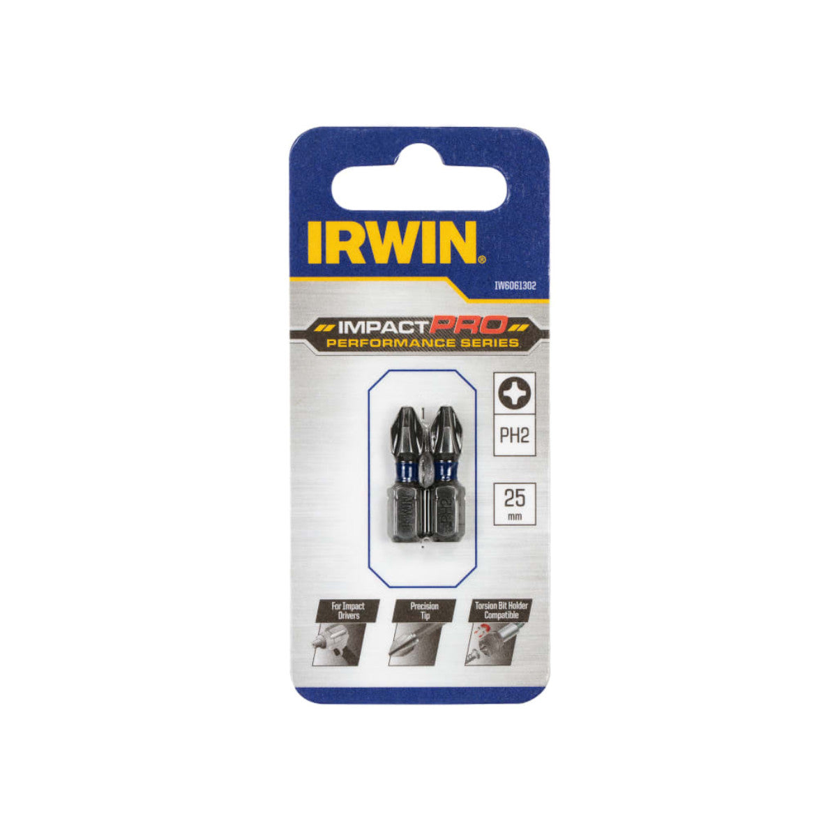 IRWIN Impact Pro Performance Screwdriver Bits PH2 25mm (Pack 2) IRWIW6061302