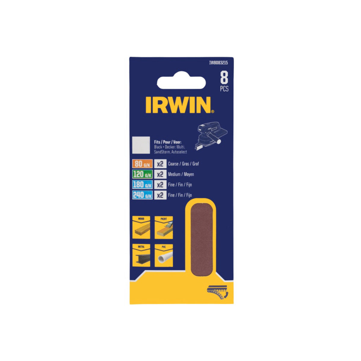 IRWIN Multi Sander Detail Sanding Sheet Set, 8 Piece IRWIW8083215