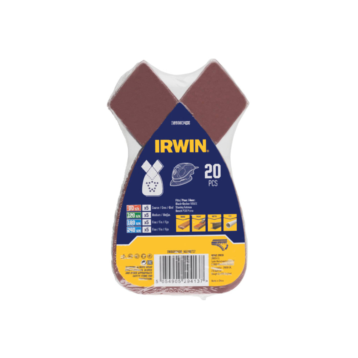 IRWIN Mouse Sanding Sheet Set, 20 Piece IRWIW8083406
