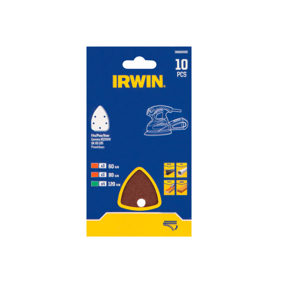 IRWIN Palm Sander Sheet Set, 10 Piece IRWIW8083428