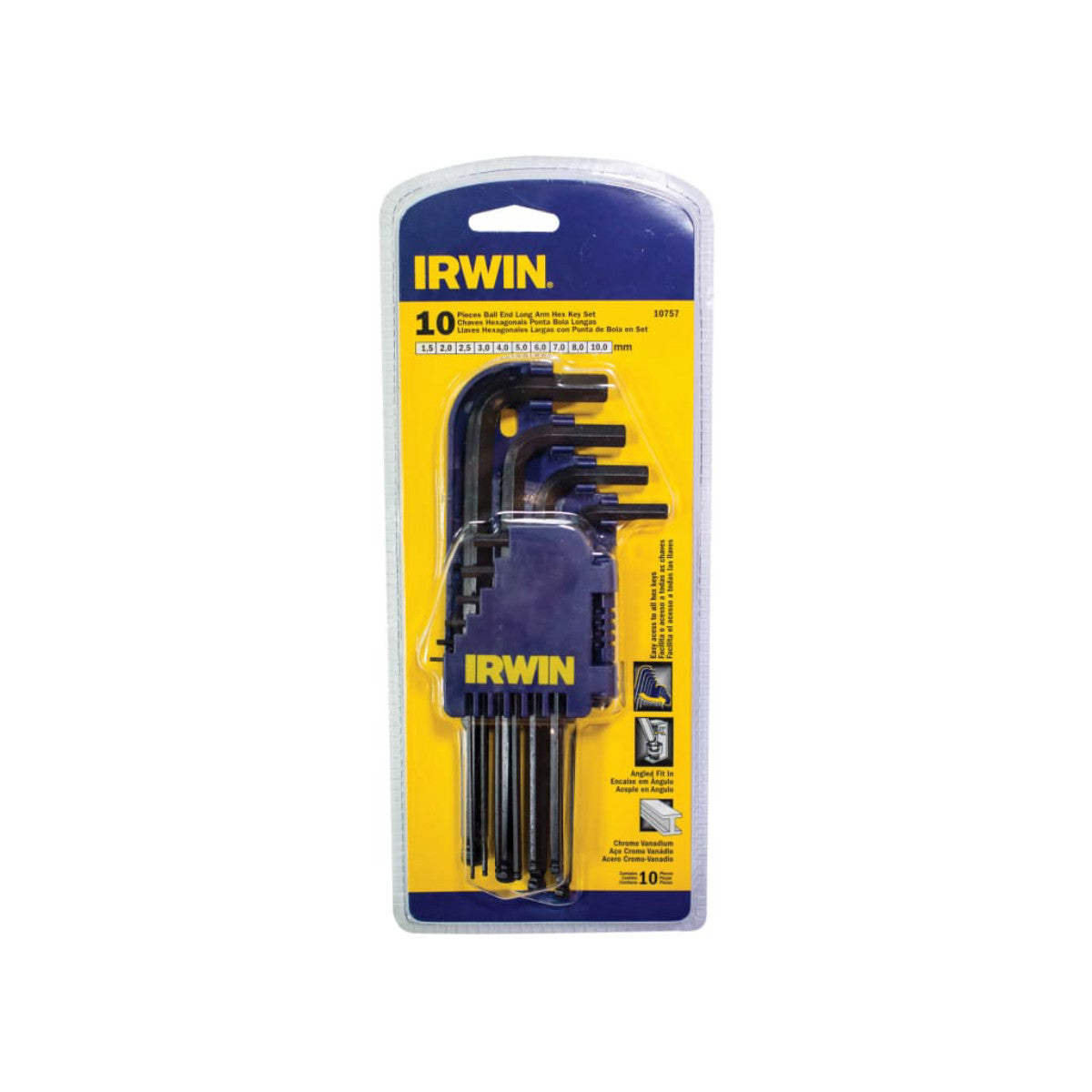 IRWIN T10757 Metric Long Arm Ball End Hex Key Set, 10 Piece IRWT10757