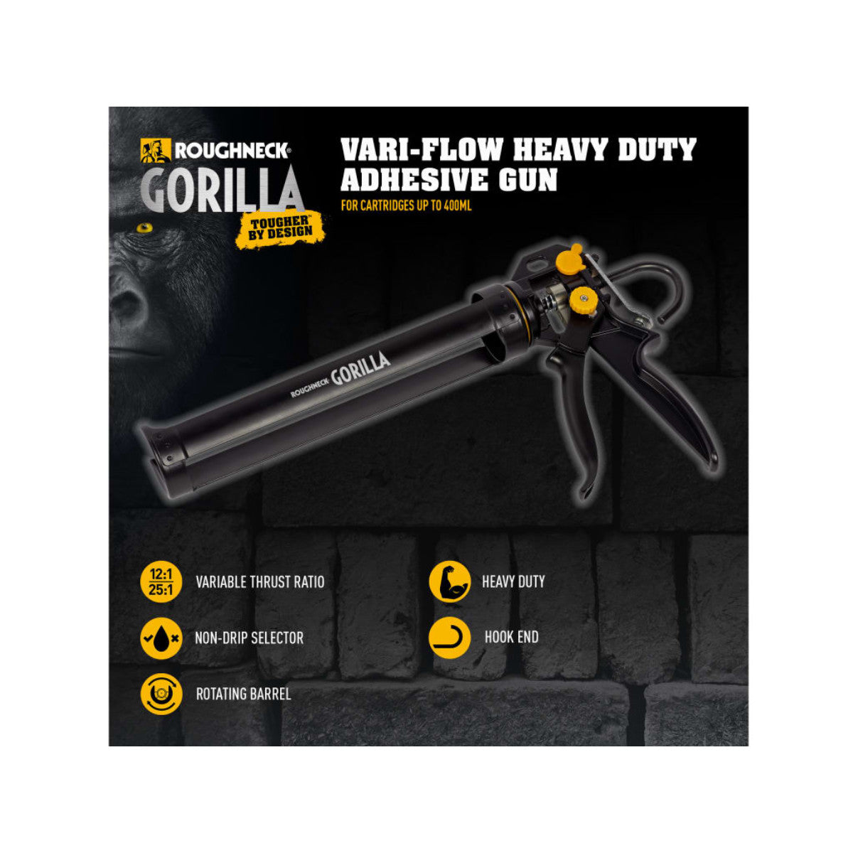Roughneck GORILLA Vari-Flow Heavy-Duty Sealant Gun 280mm (11in) ROU12030