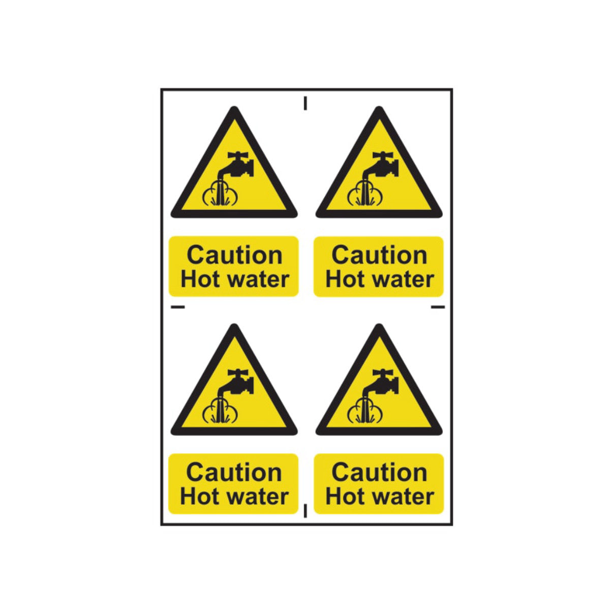 Scan Caution Hot Water - 4 PVC Signs 100 x 100mm SCA1309