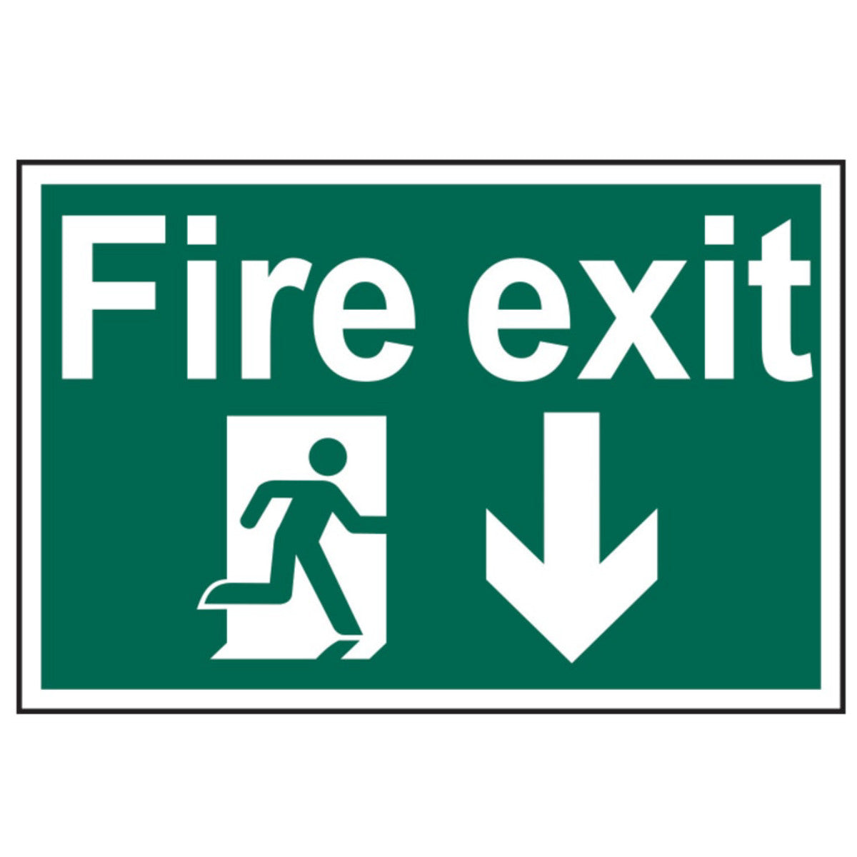 Scan Fire Exit Running Man Arrow Down - PVC Sign 300 x 200mm SCA1503