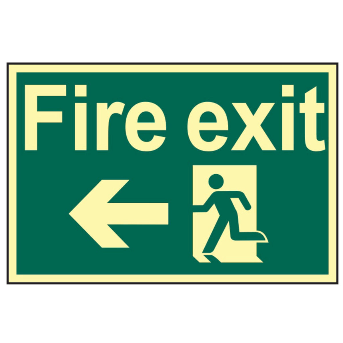 Scan Fire Exit Running Man Arrow Left - Photoluminescent 300 x 200mm SCA1583
