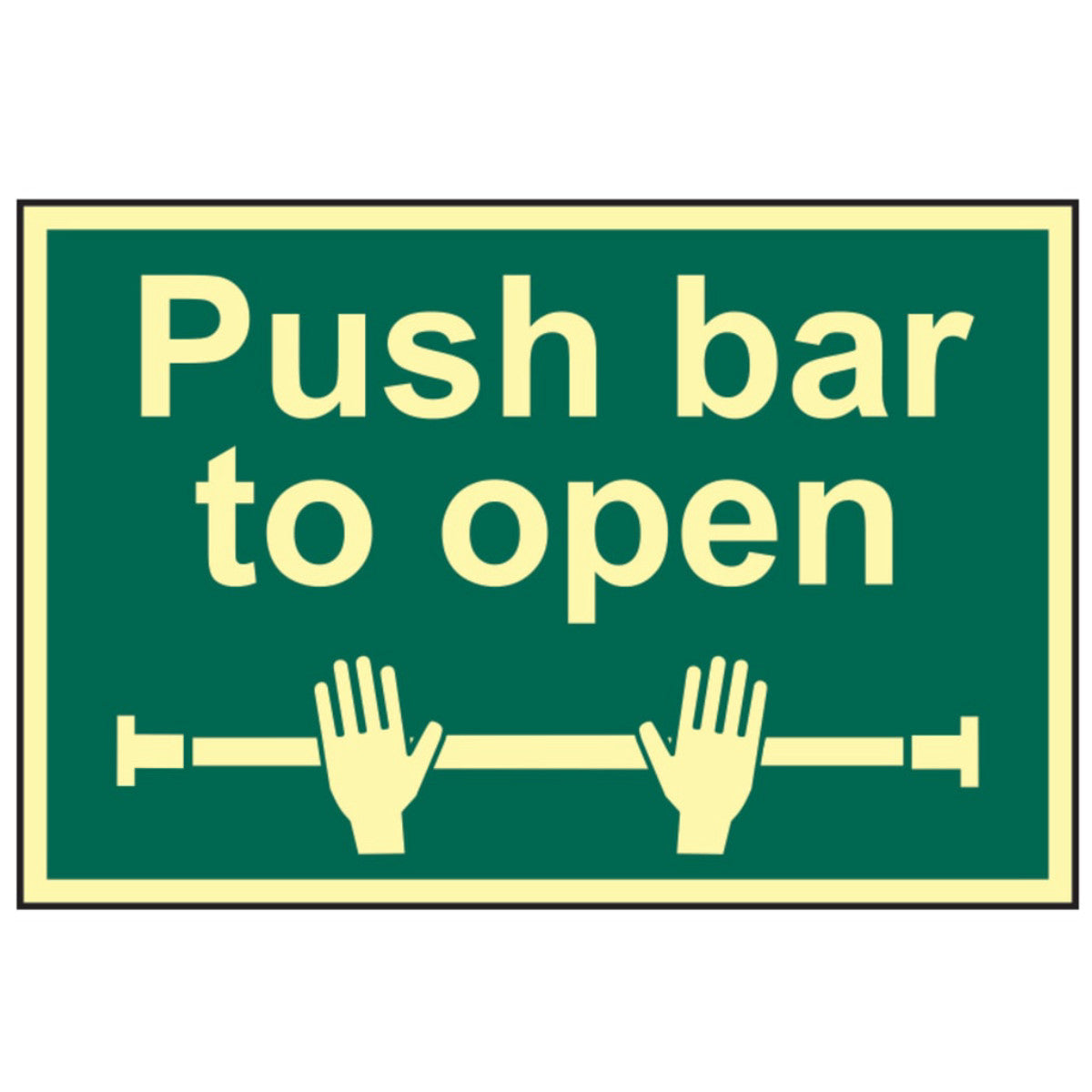 Scan Push Bar To Open - Photoluminescent 300 x 200mm SCA1584