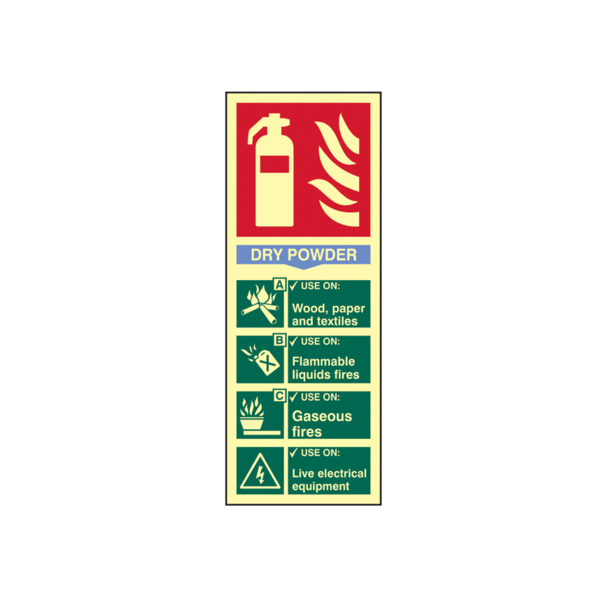 Scan Fire Extinguisher Composite - Dry Powder - Photoluminescent 75 x 200mm SCA1593