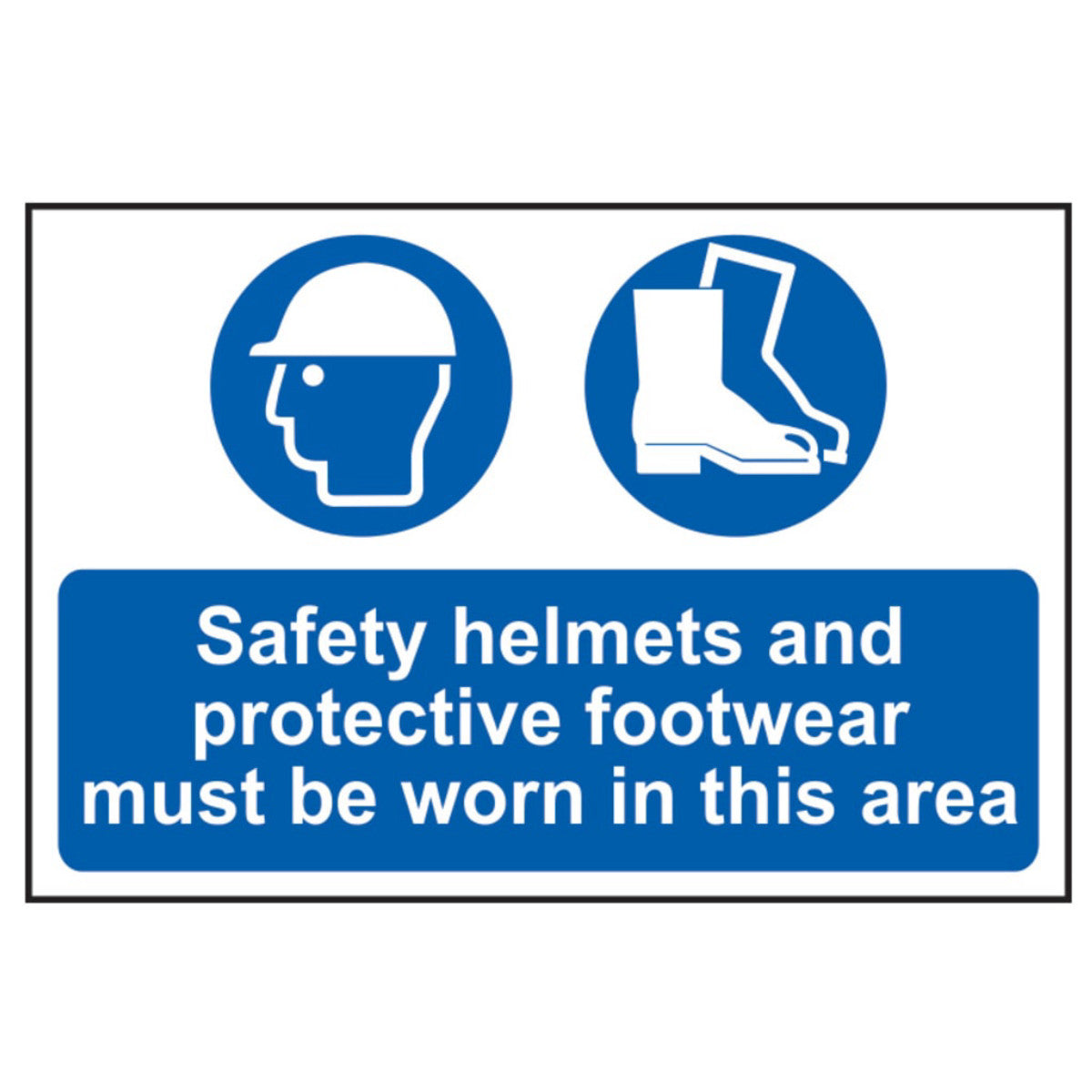 Scan Safety Helmets & Footwear To Be Worn - PVC Sign 600 x 400mm SCA4001