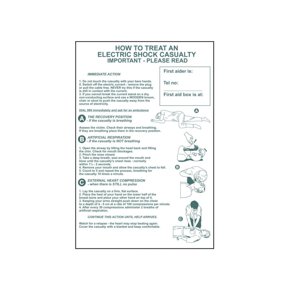 Scan How To Treat An Electric Shock Casualty - PVC Sign 400 x 600mm SCA4240