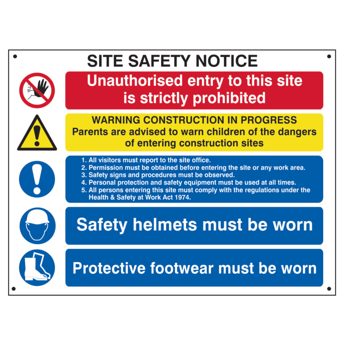 Scan Composite Site Safety Notice - FMX Sign 800 x 600mm SCA4550