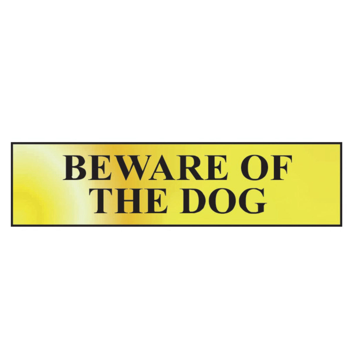 Scan Beware Of The Dog - Polished Brass Effect 200 x 50mm SCA6050