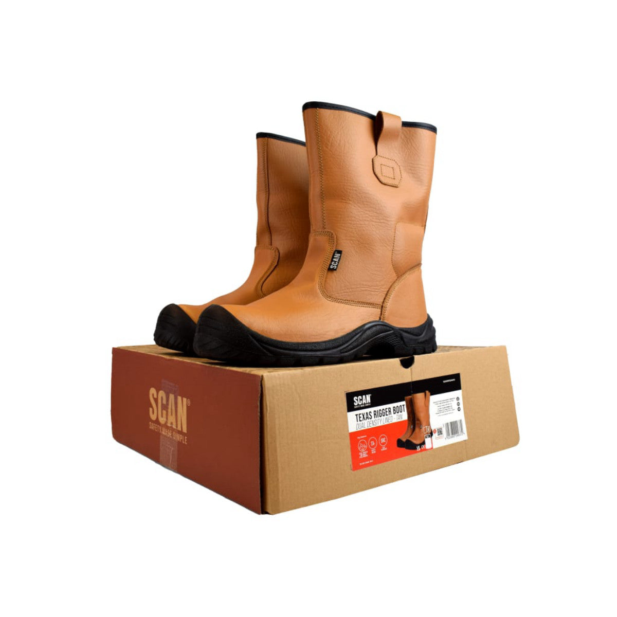 Scan Texas Lined Rigger Boots Tan UK 9 EUR 43 SCAFWTEXAS9