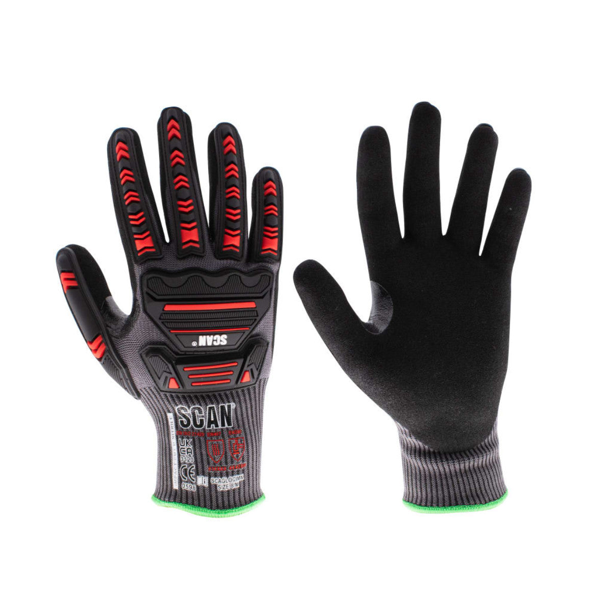 Scan Nitrile Palm Impact Cut D Gloves - M (Size 8) SCAGLOCIMM