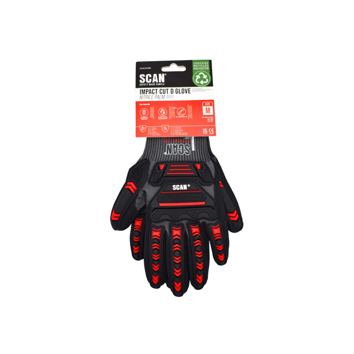 Scan Nitrile Palm Impact Cut D Gloves - M (Size 8) SCAGLOCIMM