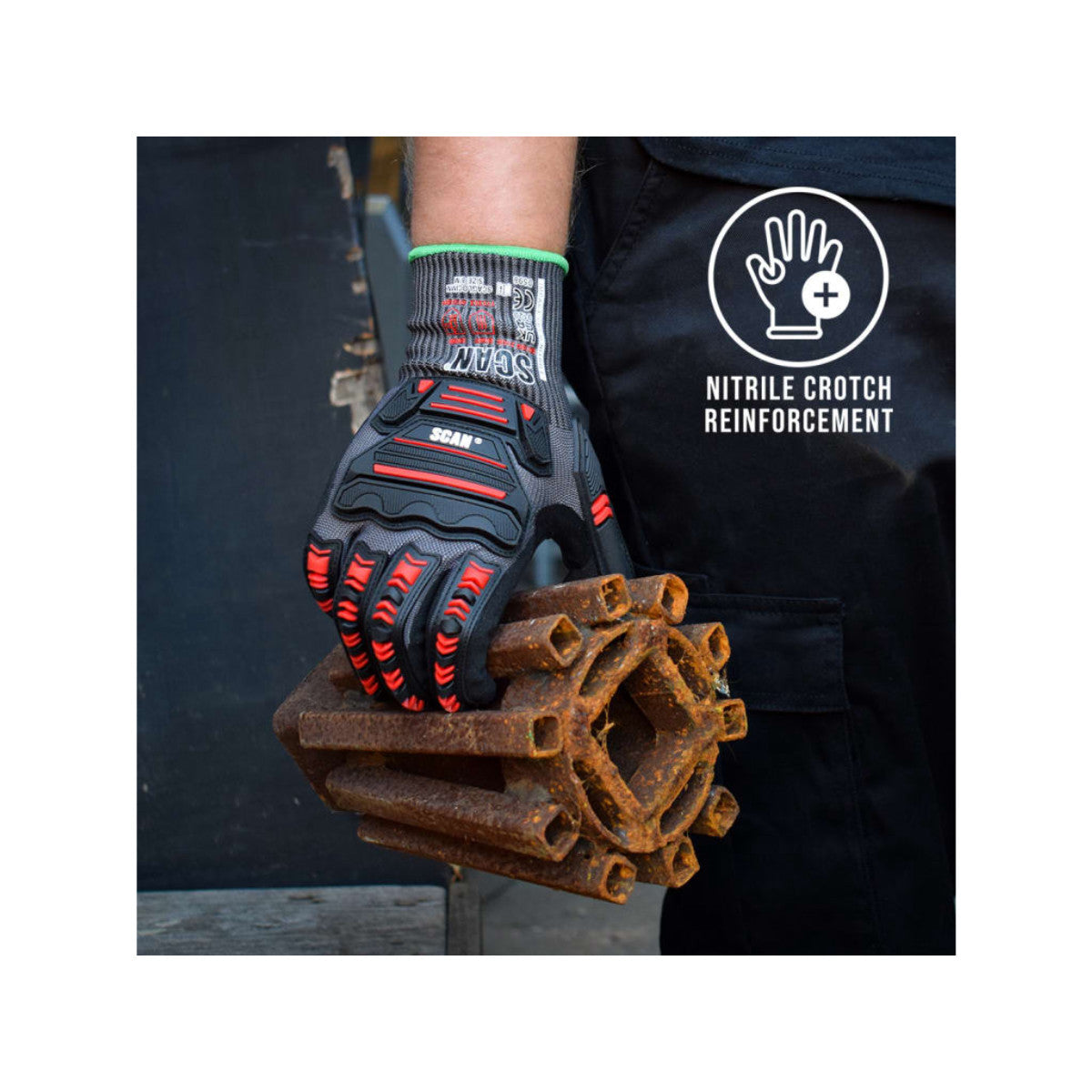 Scan Nitrile Palm Impact Cut D Gloves - XL (Size 10) SCAGLOCIMXL