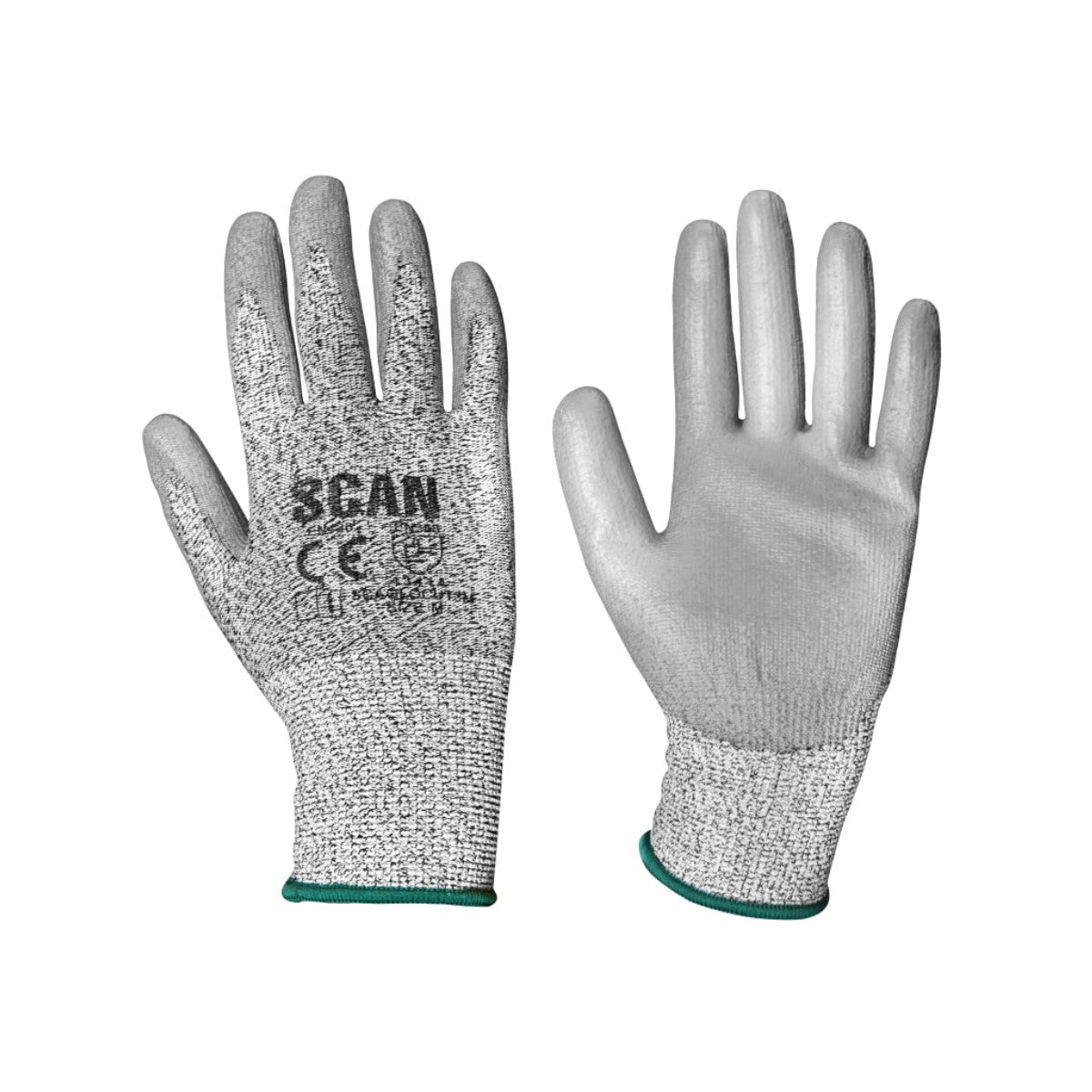 Scan Grey PU Coated Cut 3 Gloves - M (Size 8) SCAGLOCUT3M