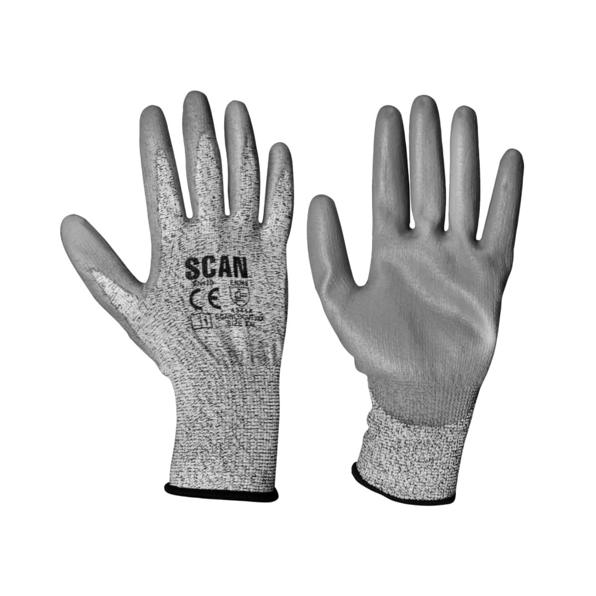 Scan Grey PU Coated Cut 3 Gloves - XXL (Size 11) SCAGLOCUT3XX