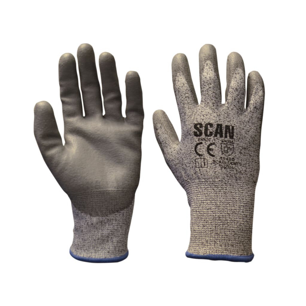 Scan Grey PU Coated Cut 5 Gloves - XXL (Size 11) SCAGLOCUT5XX