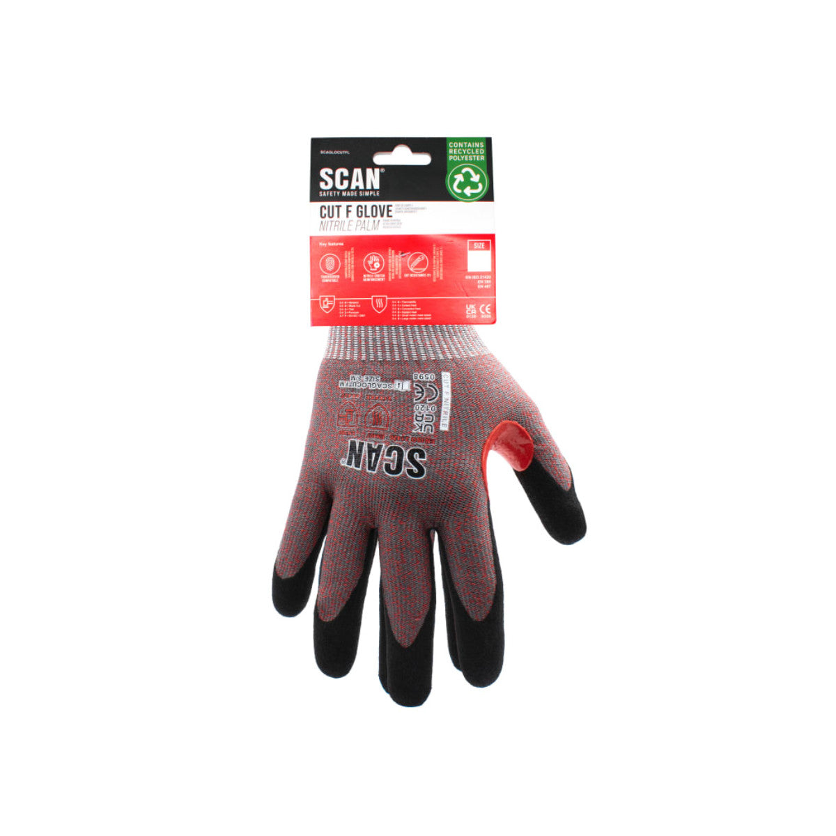 Scan Nitrile Palm Cut F Gloves - XL (Size 10) SCAGLOCUTFXL