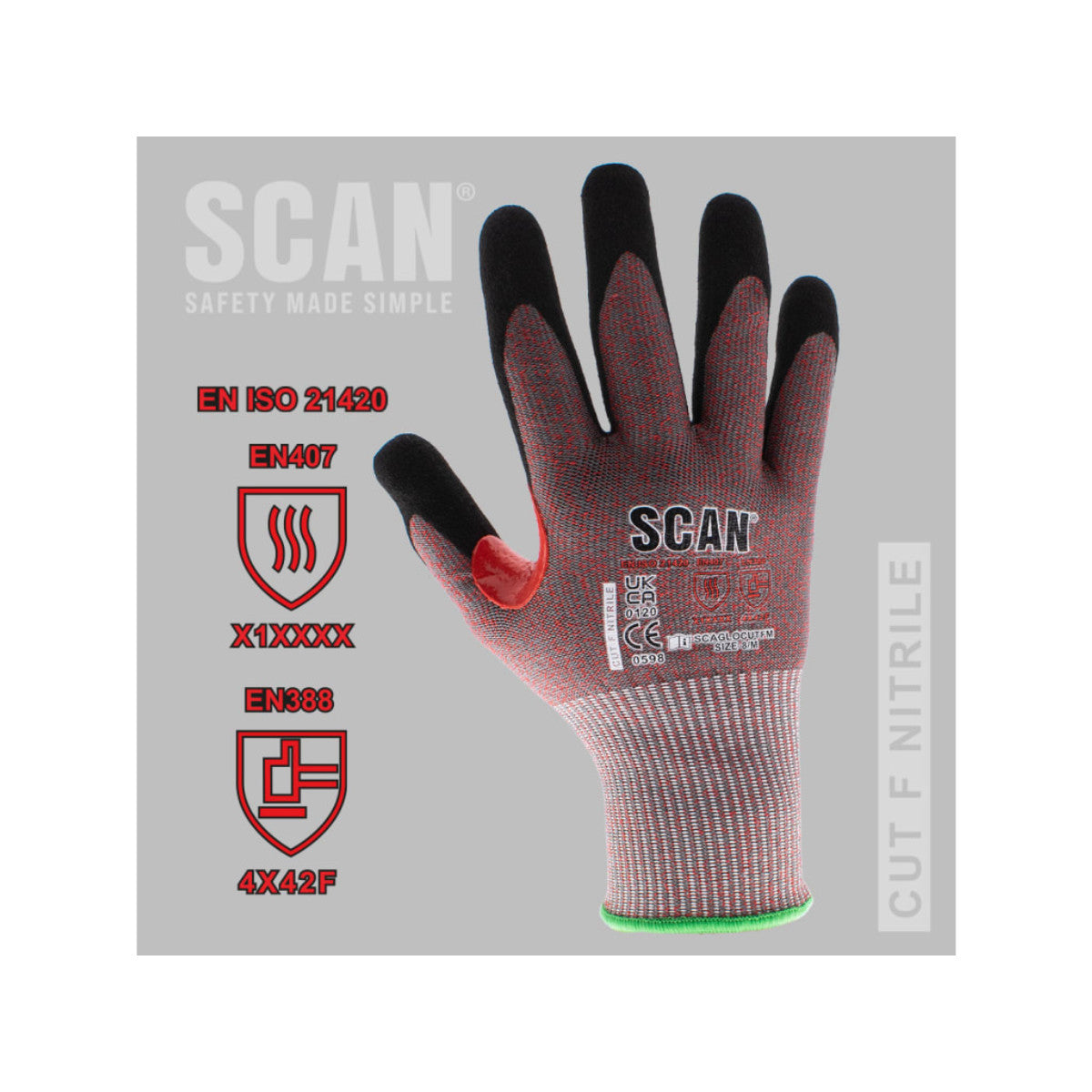 Scan Nitrile Palm Cut F Gloves - XL (Size 10) SCAGLOCUTFXL