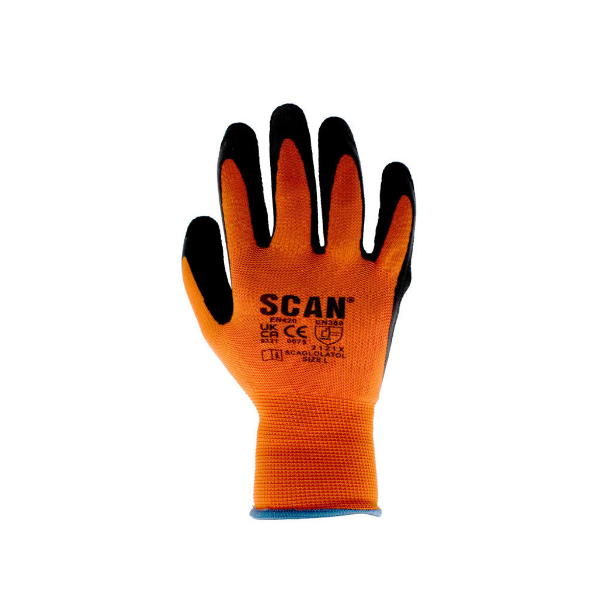 Scan Hi-Vis Orange Foam Latex Coated Gloves - XL (Size 10) SCAGLOLATOXL