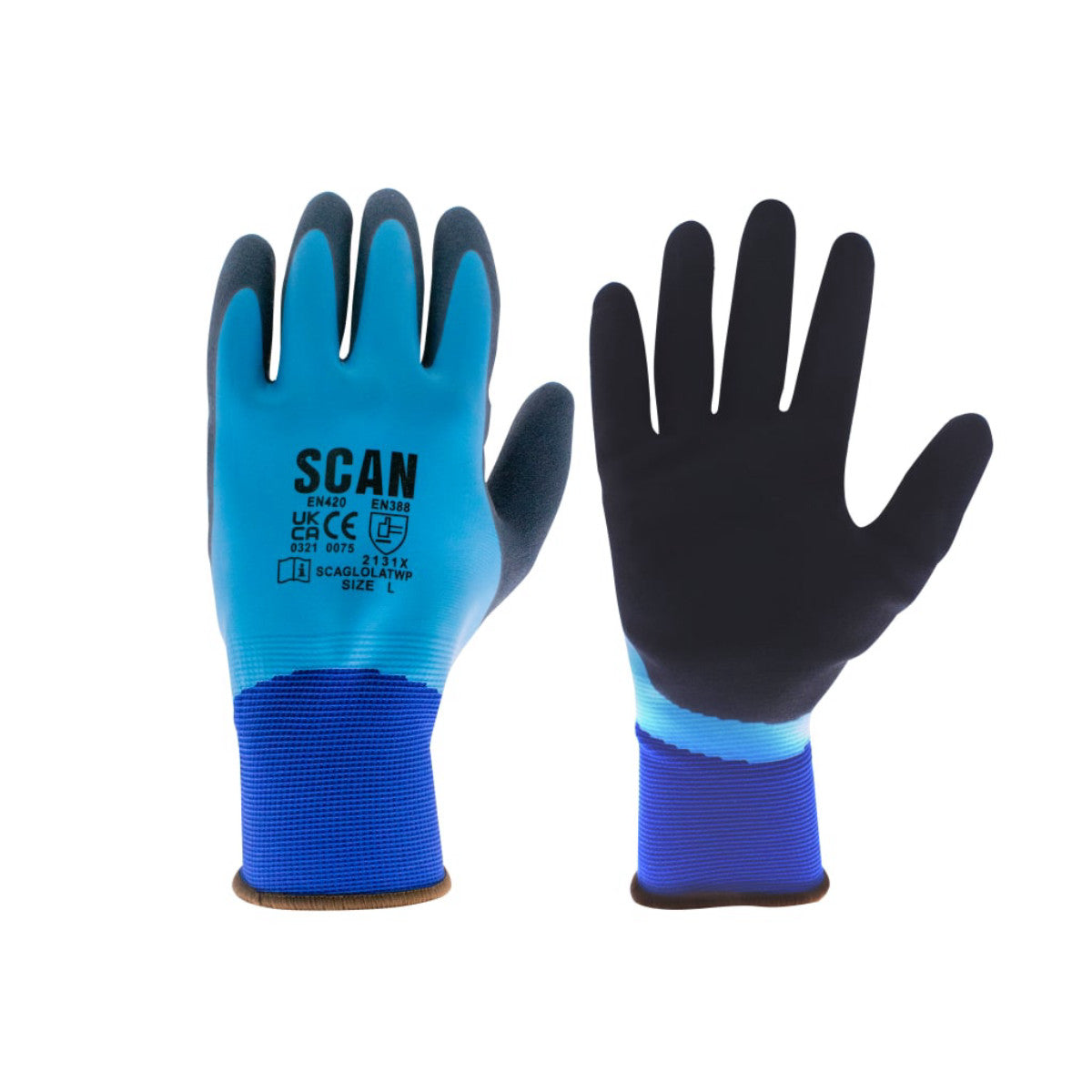 Scan Waterproof Latex Gloves - M (Size 8) SCAGLOLATWPM
