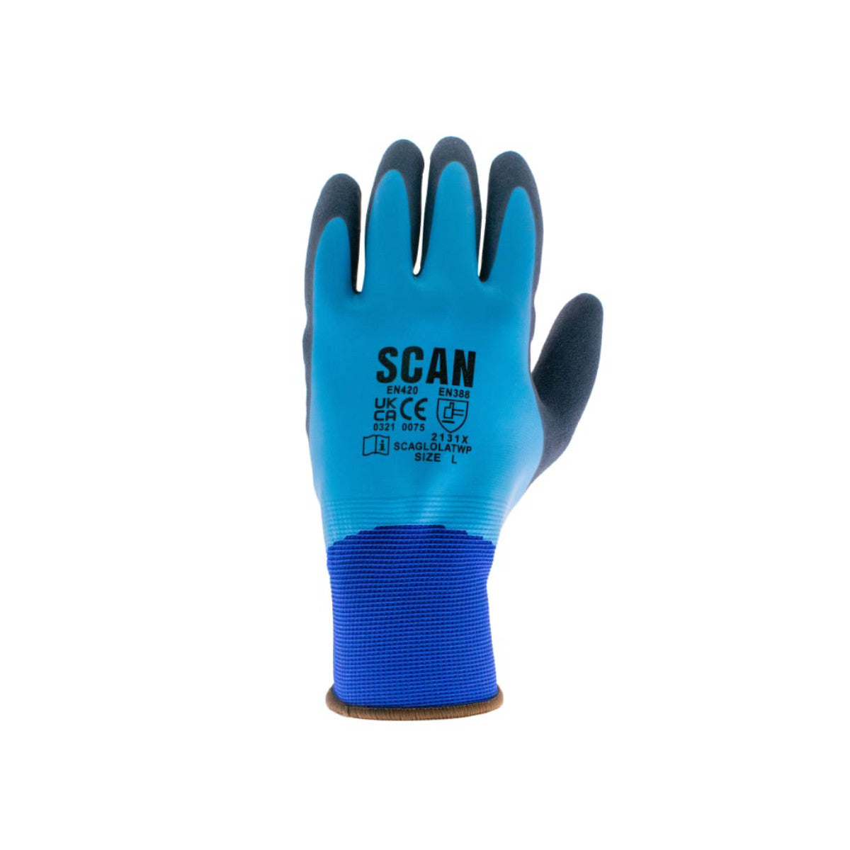 Scan Waterproof Latex Gloves - M (Size 8) SCAGLOLATWPM