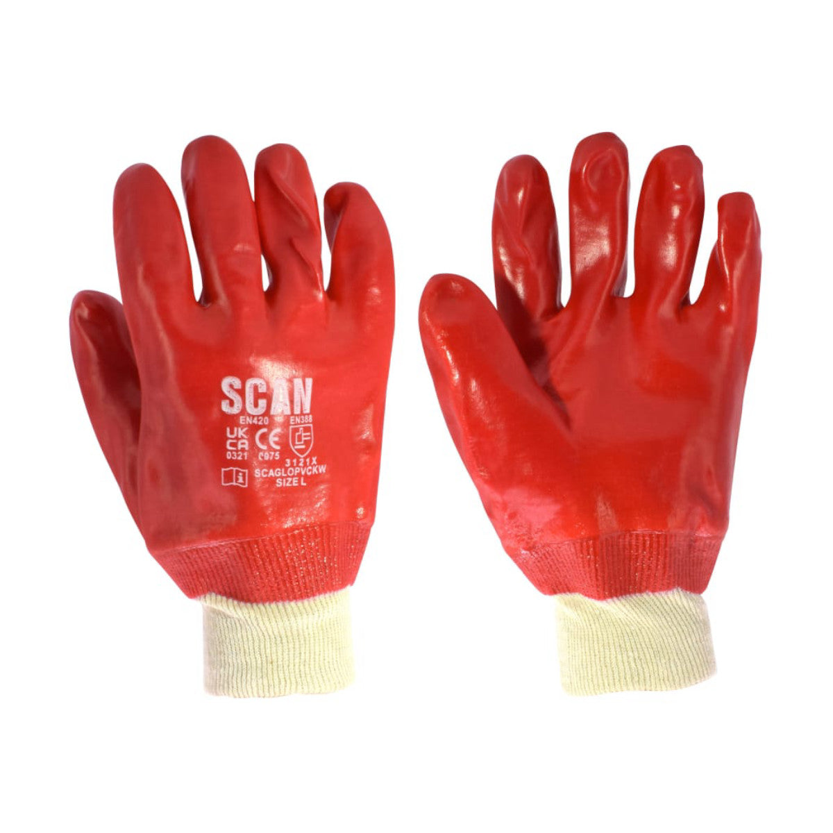 Scan PVC Knitwrist Gloves - L (Size 9) SCAGLOPVCKW