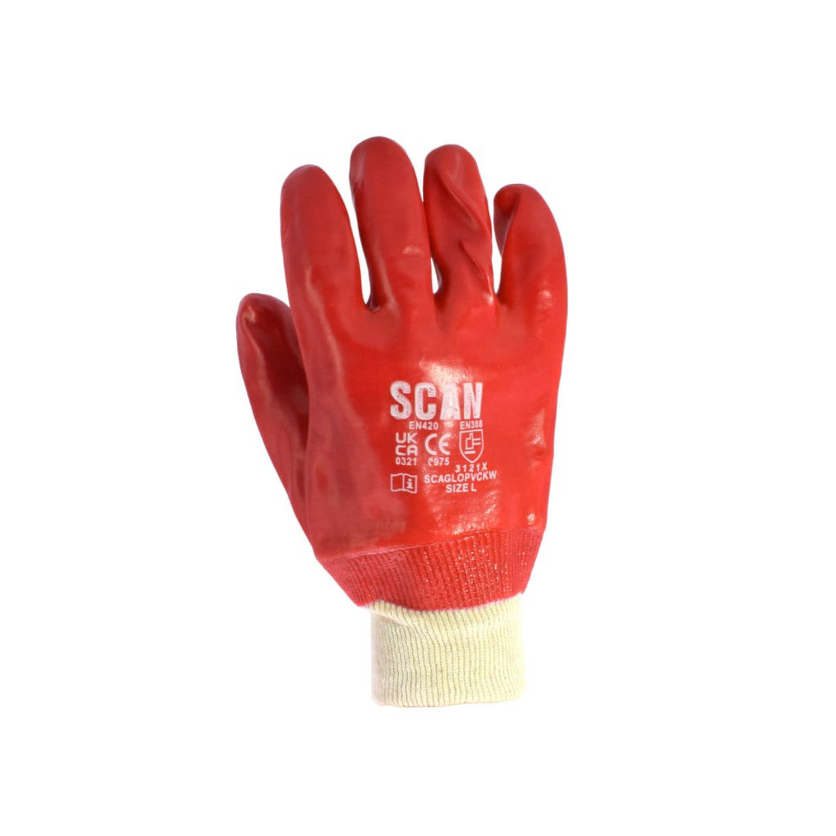 Scan PVC Knitwrist Gloves - L (Size 9) SCAGLOPVCKW