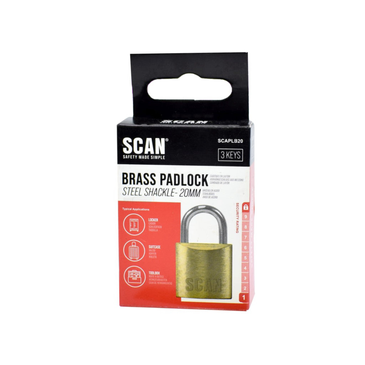 Scan Brass Padlock 20mm SCAPLB20