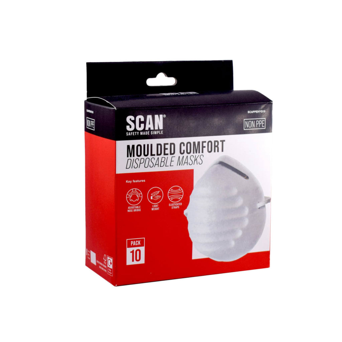 Scan Moulded Disposable Comfort Masks Pack of 10 (Non PPE) SCAPPEHYG10