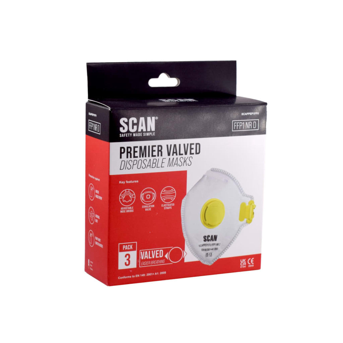 Scan Fold Flat Valved Disposable Mask FFP1 (Pack of 3) SCAPPEP1FFV