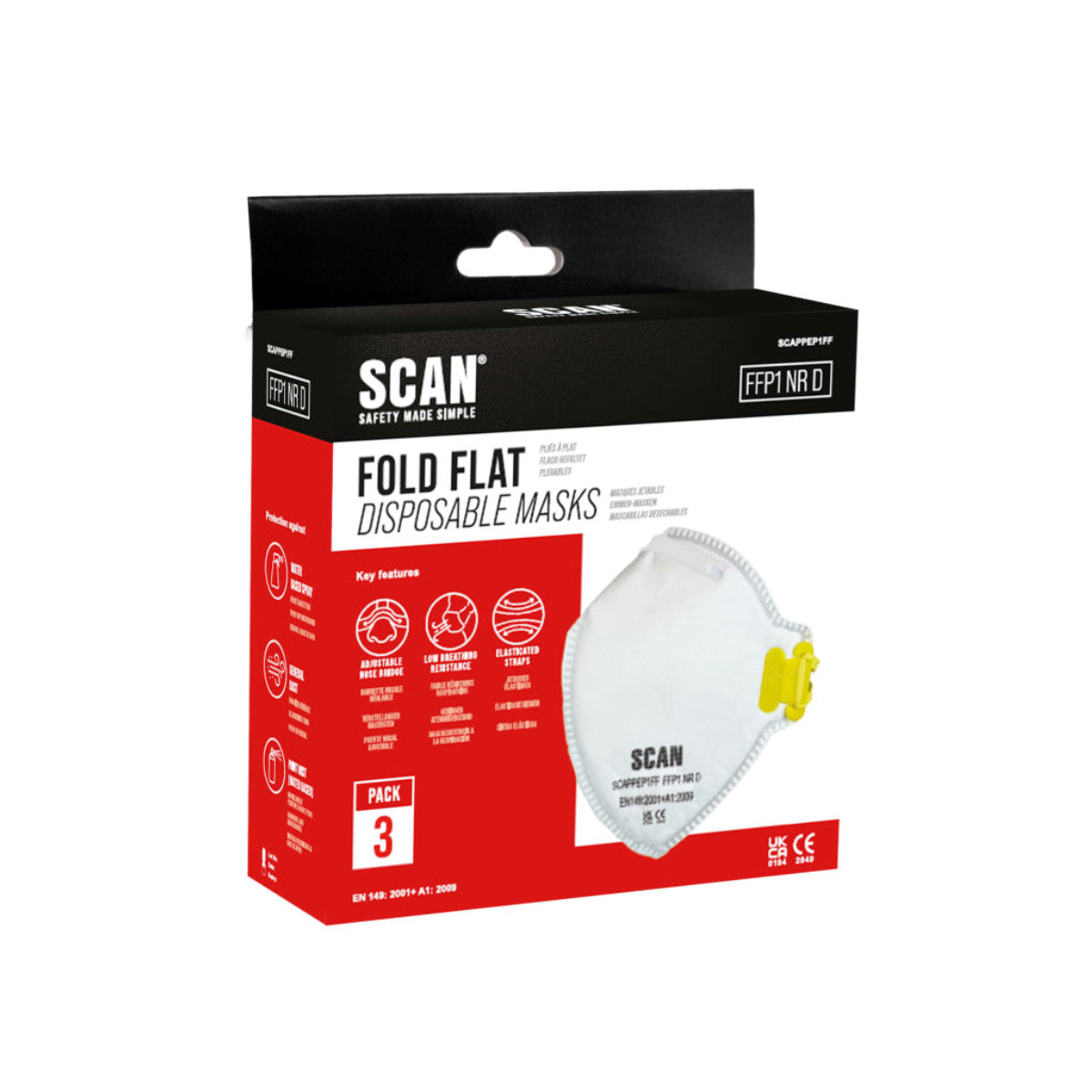 Scan Fold Flat Disposable Mask FFP1 (Pack of 3) SCAPPEP1FF