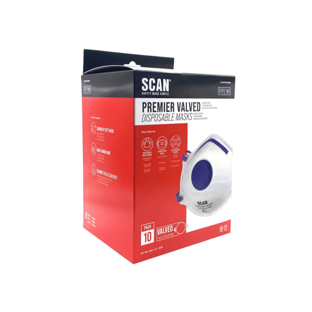 Scan Moulded Disposable Mask Valved FFP2 Protection (Pack 10) SCAPPEP2MVB