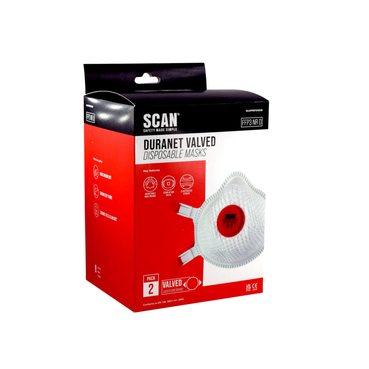 Scan Moulded Valved Masks FFP3 with Mesh (Pack 2) SCAPPEP3VDUR