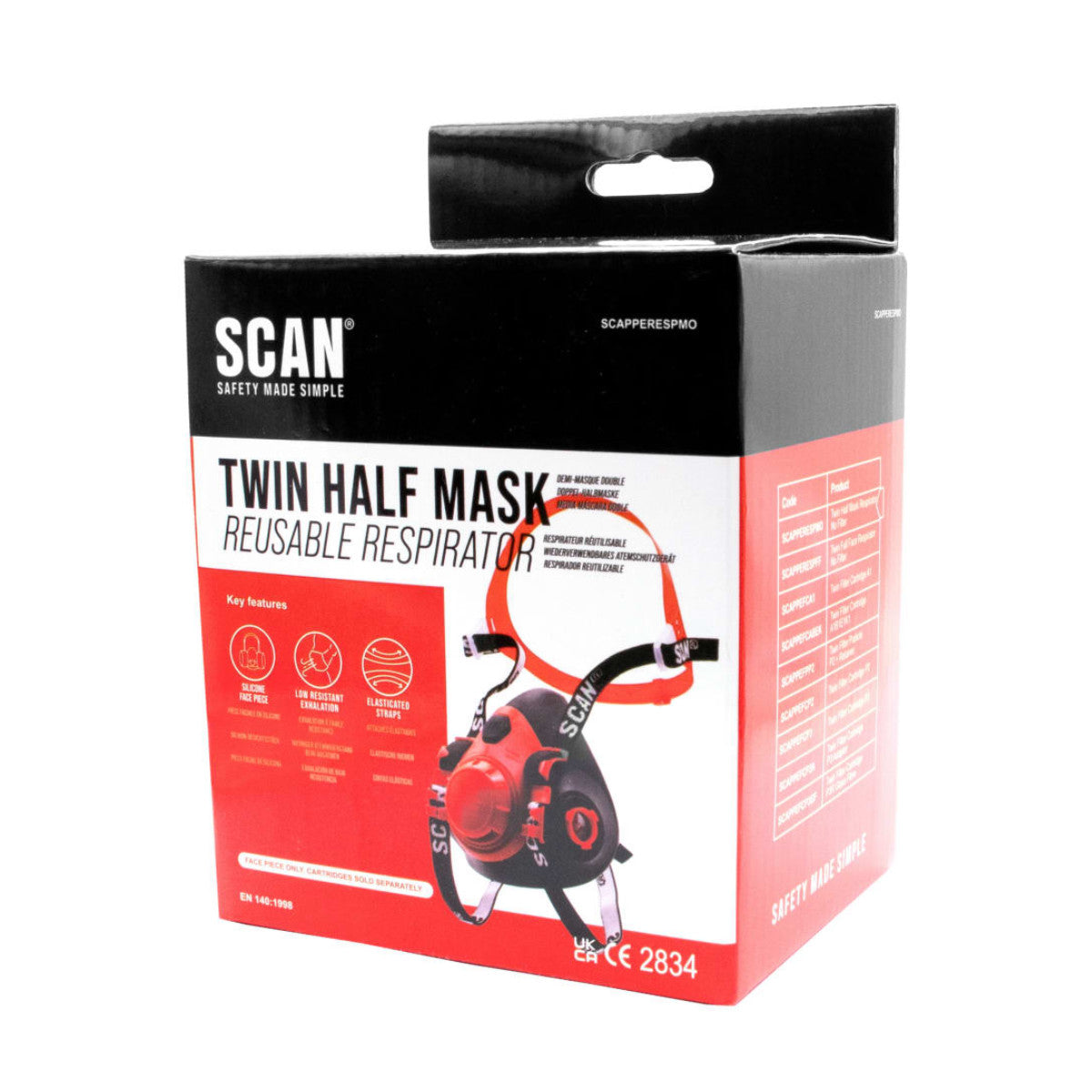 Scan Twin Half Mask Respirator No Filters SCAPPERESPMO