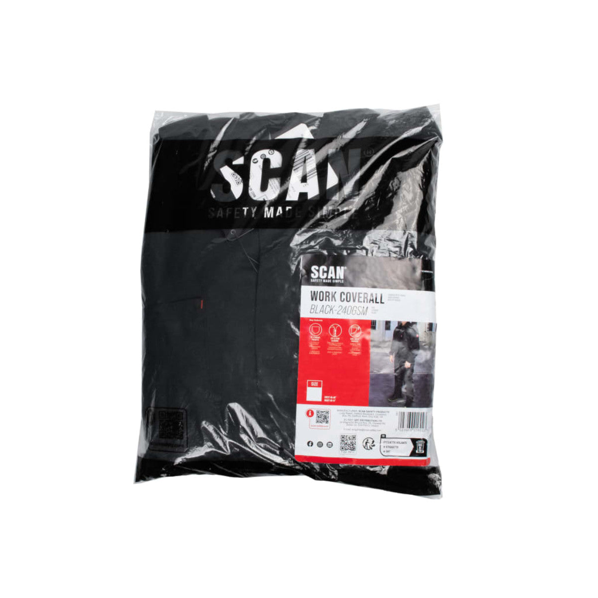 Scan Coverall/Boiler Suit Black - M SCAWWCOVM