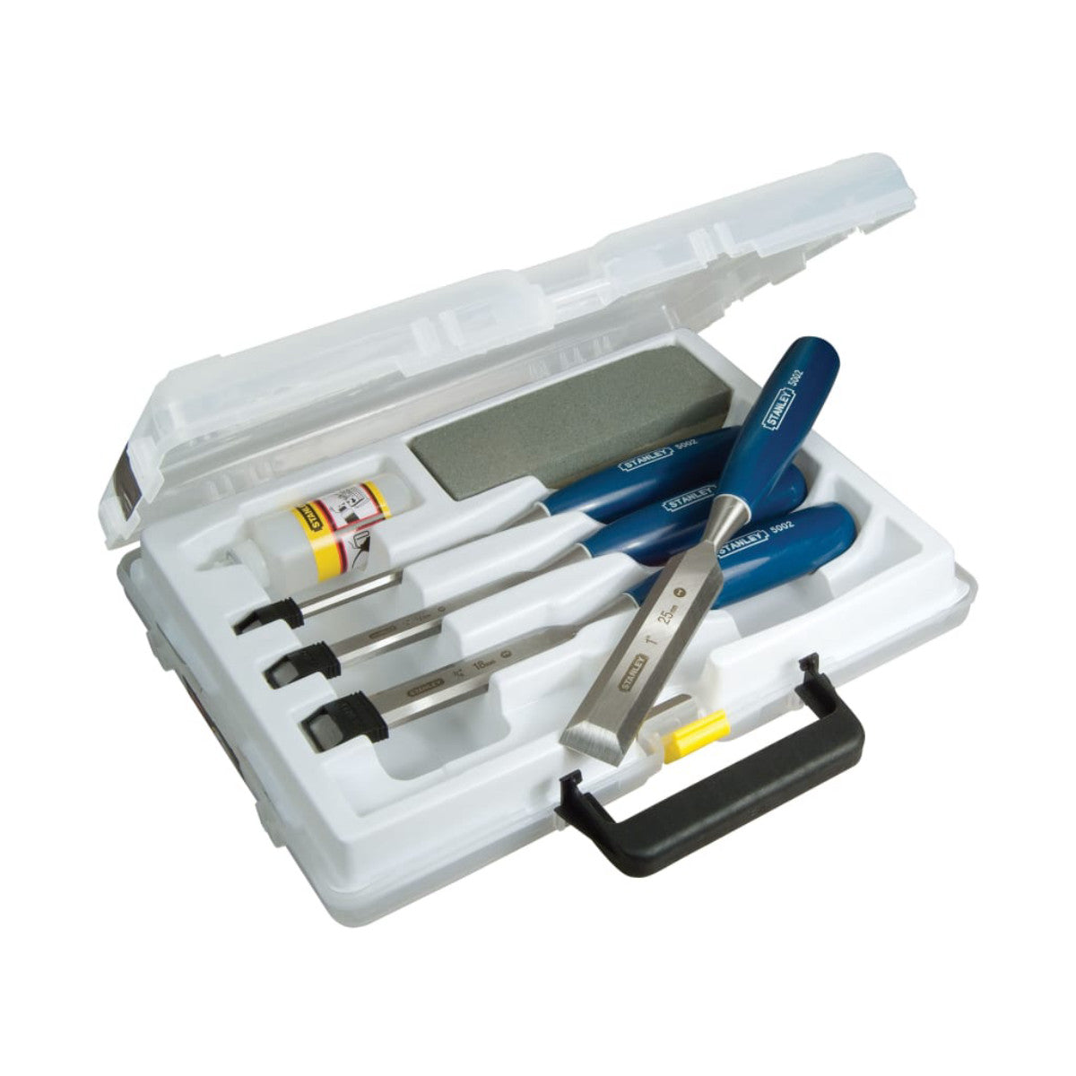 STANLEY Hand Tools 5002 Bevel Edge Chisel & Oilstone Set, 6 Piece STA016130